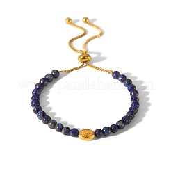 Регулируемые браслеты-слайдеры из натуральных круглых бусин лазурита LF2079-3