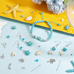 Набор для самостоятельного изготовления подвесных сережек из синтетических бирюзовых бусин&nbsp;DIY-PH0022-46