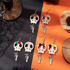 Латунные серьги с подвесками на тему Хэллоуина EJEW-JE06039-S