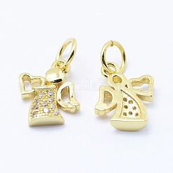 Breloques en laiton avec zircone cubique de micro pave&nbsp;KK-P133-03G-NR