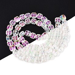 電気メッキガラスビーズセット  プラム  カラフル  10x10x6mm  穴：0.9mm  約64~66個/連  24.69~25.87''（62.72~64.68センチメートル）&nbsp;EGLA-T021-06C