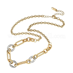 Collares de cadena de eslabones ovalados de acero inoxidable 304 de dos tonos para mujer&nbsp;NJEW-A074-05GP