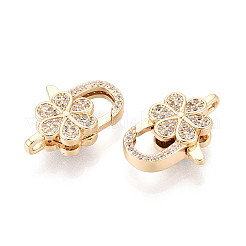 Застежки-лобстеры с прозрачным кубическим цирконием и латунным паве KK-T075-75G