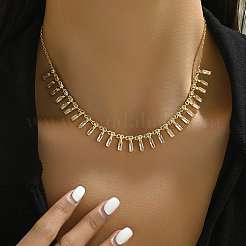 Золотое латунное прямоугольное ожерелье с подвесками для женщин VR0432-1