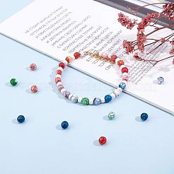 天然クラックル瑪瑙ビーズ  染め  多面カット  ラウンド  ミックスカラー  6mm  穴：1mm  288個/箱&nbsp;G-NB0001-44
