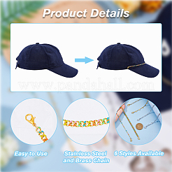 6 Stück Baseballkappenkette aus Messing und Edelstahl 304&nbsp;AJEW-HS00002