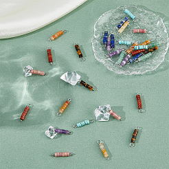 36 шт. 9 стиля подвески-соединители из натуральных смешанных драгоценных камней heishi&nbsp;PALLOY-FH00063