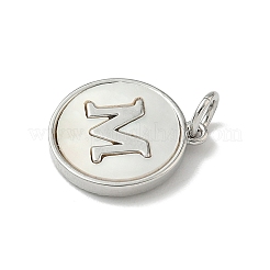 Латунный паве натуральный ракушка плоский круглый с буквенными подвесками KK-Z115-13P-M
