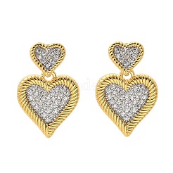 Orecchini a bottone in ottone con zirconi chiari e micro pavè&nbsp;EJEW-F359-03G-03