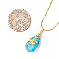 Подвеска в виде капли из морского сплава и граненого стекла&nbsp;NJEW-JN05915-01