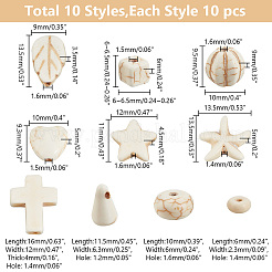 100 шт. 10 вида бусин из синтетического говлита G-GO0001-20