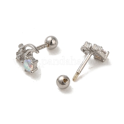 925 orecchini da donna in argento sterling con micro pavè di zirconi cubici&nbsp;EJEW-E307-02P