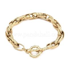 Bracciali a catena a doppia maglia in acciaio inossidabile 304 testurizzato per donna&nbsp;BJEW-P391-01C-G