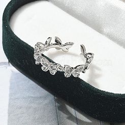 Кольца-манжеты с бабочкой из прозрачного кубического циркония&nbsp;RJEW-G337-15P