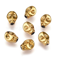 電気メッキガラスビーズセット  スカル  ゴールド  10x8x7.5mm  穴：1mm  約65個/連  25.59''（65センチメートル）&nbsp;EGLA-T021-09P
