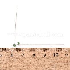 真鍮製マイクロパヴェキュービックジルコニアスタッドピアスパーツ  プラチナ  グリーン  3mm  ピン：0.6x44mm&nbsp;CU-CBA4618-01P-05