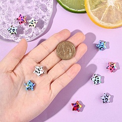 10шт УФ-покрытие непрозрачные радужные переливающиеся акриловые бусины&nbsp;OACR-YW0005-03