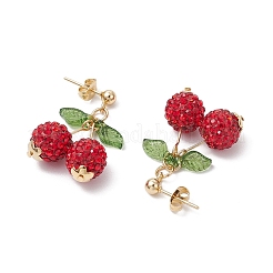 Серьги-гвоздики из акрила и вишни из нержавеющей стали 304&nbsp;EJEW-TA00635