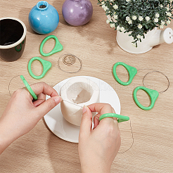 スチールワイヤー粘土カッター3個  プラスチック製のハンドル付き  陶芸用粘土陶芸道具  ライム  555x0.5mm&nbsp;AJEW-CN0007-89B
