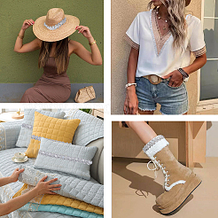 Полиэстеровая лента-сороконожка с плетением из кружева SRIB-WH20007-03B