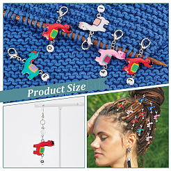 Лама/альпака из сплава эмали с подвеской с номером маркеры петель с замком HJEW-PH01860