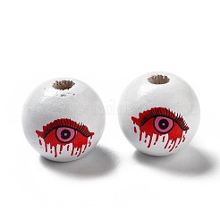 Perline di legno dipinte a spruzzo di halloween&nbsp;WOOD-C002-06