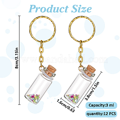12 шт. мини-стеклянная бутылка желаний с подвеской и пластиковыми пайетками KEYC-DR00007