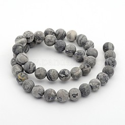 Carte naturelle dépolie pierre / pierre picasso / picasso jasper brins de perles rondes&nbsp;G-M272-08-10mm