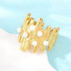 Открытые кольца для манжеты из нержавеющей стали 304 с АБС-пластиком и жемчужным блеском.&nbsp;RJEW-Z137-02G