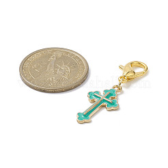 合金エナメルペンダント装飾  亜鉛合金カニカン付き  クロス  ミックスカラー  42mm&nbsp;HJEW-JM00973