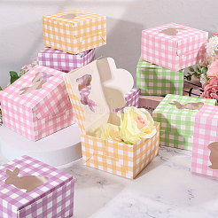 24 Stück 6 Farben Tartan Faltschachteln aus Papier Süßigkeiten Verpackung mit Kaninchen Fenster&nbsp;CON-WH0085-193