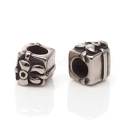 304ステンレススチールヨーロピアンビーズ  大穴ビーズ  贈り物  アンティークシルバー  9x8x10mm  穴：5.5mm&nbsp;STAS-I134-20AS