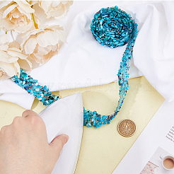 Отделка лентой из натуральных камней и пластиковых бусин FIND-WH0421-56B