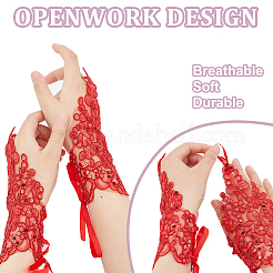 3 пара двухцветных полиэстеровых перчаток без пальцев с цветочным узором AJEW-GA0006-14