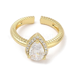 Anelli da dito con polsino in zirconia cubica micro pavé in ottone placcato per donna&nbsp;RJEW-C114-21F-G