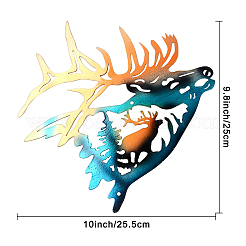 鉄の壁の装飾  鹿  カラフル  255x250x1mm  穴：4mm&nbsp;AJEW-WH0002-14A