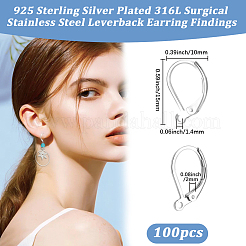 100 pièce de boucles d'oreilles à levier en acier inoxydable chirurgical 316L&nbsp;STAS-BBC0010-61S