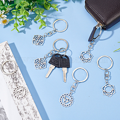 6 шт. 3 стиля сплава чакры брелки с подвеской символ KEYC-FG0001-14