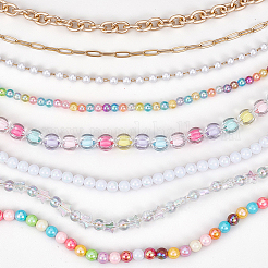 8 шт. 8 стиля акриловых бусин и алюминиевых тросовых цепей и 304 нержавеющей стали цепи для бейсбольной кепки&nbsp;HJEW-SC0002-48