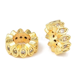 Плоские круглые латунные микропаве прозрачные кубические циркониевые европейские бусины KK-C142-04A-G