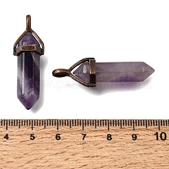 天然の縞模様のアメジストペンダント  真鍮パーツ  弾丸の形  39.5~41.5x12.5~13x10~10.5mm  穴：4~4.5x2.5~3mm&nbsp;G-H360-01R-14