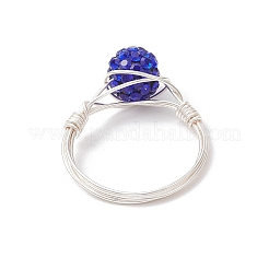 Кольца для женщин из полимерной глины ручной работы со стразами RJEW-JR00920-01