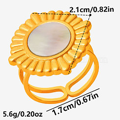 Открытые кольца-манжеты из нержавеющей стали 304 с натуральными ракушками для женщин.&nbsp;HW8046-3