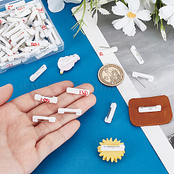 鉄製ピン付きプラスチック製安全粘着バックバーピン  ID名札やクラフト用の長方形  ホワイト  22x5x6mm  ピン：0.5mm&nbsp;KY-PH0001-34A-02