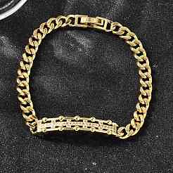 Браслеты из латунных прямоугольных звеньев с микропаве из прозрачного кубического циркония BJEW-F498-01A-G