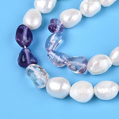 Натуральные аметриновые самородки и нити бусин из натурального культивированного пресноводного жемчуга PEAR-N023-01A-14