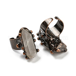 Открытые манжеты неправильной прямоугольной формы с натуральным кристаллом кварца RJEW-M157-15R