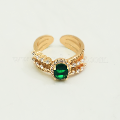 女性用真鍮マイクロパヴェキュービックジルコニアカフオープンリング  オーバル  18KGP本金メッキ  16mm〜20mm&nbsp;UQ0886
