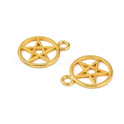 スターペンダントとチベットスタイルの合金リング  カドミウムフリー＆ニッケルフリー＆鉛フリー  ゴールドカラー  25x20x2mm  穴：3mm  約617個/1000g&nbsp;TIBEP-Q041-113G-NR