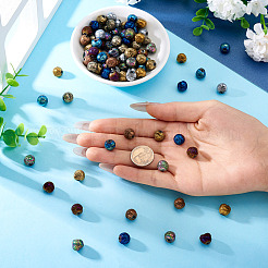 100 шт. 10 цвета гальванические натуральные бусины из вулканического камня&nbsp;G-PJ0001-03C